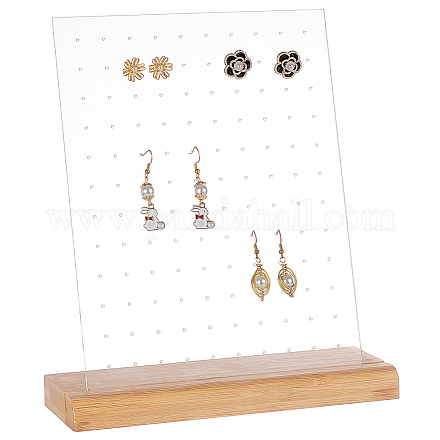 PH PandaHall 120 Holes Earring Holder Earrings Display Stands with Wood Base L-Shaped Earring Organizer Earring Storage Stand for Selling Earring Ear Stud Merchant Show Retail Personal Exhibition EDIS-WH0005-25B-1