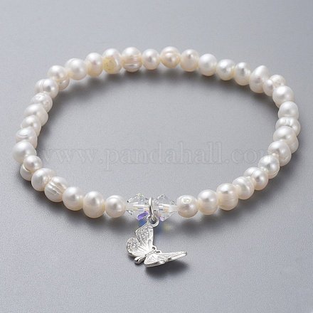 Natural Freshwater Pearl Beads Stretch Bracelets BJEW-JB04863-05-1