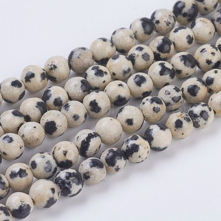 Chapelets de perles en jaspe de dalmation naturelle G-G515-4mm-06-1