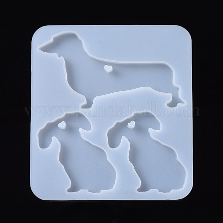 犬のペンダントシリコンモールド  レジン型  UVレジン用  エポキシ樹脂ジュエリー作り  ホワイト  104x95.5x5.5mm  犬：47.5x70mmと47.5x32.5mm X-DIY-I026-12-1