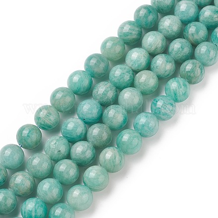 Chapelets de perles en amazonite naturelle G-F461-12-6mm-01-1