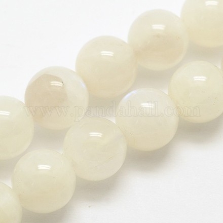 Natural White Moonstone Round Bead Strands G-O039-17-8mm-1
