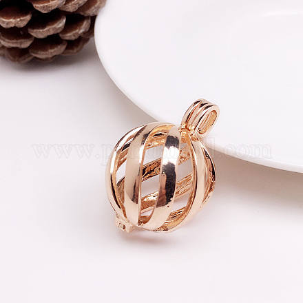 Brass Bead Cage Pendants FIND-PW0008-03KCG-1