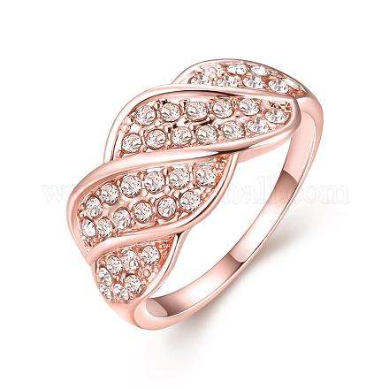 女性のための絶妙な真鍮チェコラインストーンの指輪  ローズゴールド  usサイズ8（18.1mm） RJEW-BB02138-8-1