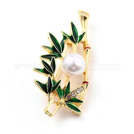 Broche de aleación de bambú con perla de resina JEWB-O009-12-1