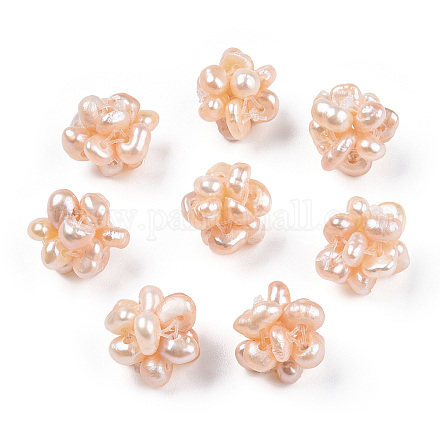 Perlas redondas naturales de perlas cultivadas de agua dulce PEAR-N020-10C-1