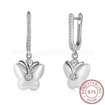 Trendy 925 Sterling Silver Hoop Earrings EJEW-BB20950-B-1
