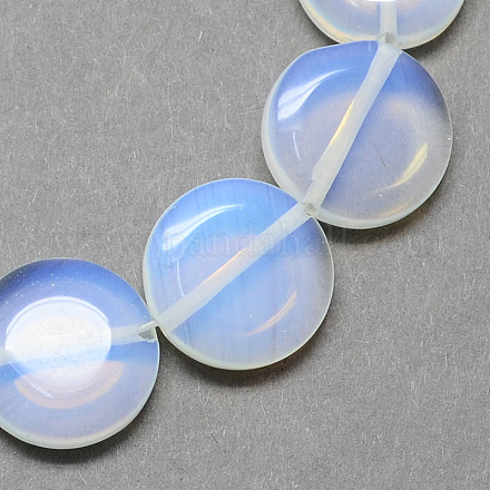 Flat Round Opalite Opal Stone Beads Strands G-S110-14mm-25-1