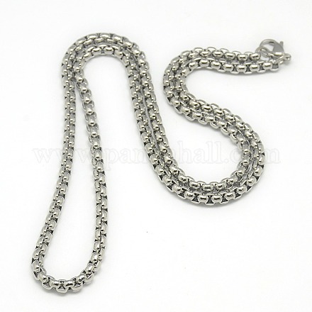 Trendy Men's 201 Stainless Steel Box Chain Necklaces X-NJEW-L043B-46P-1