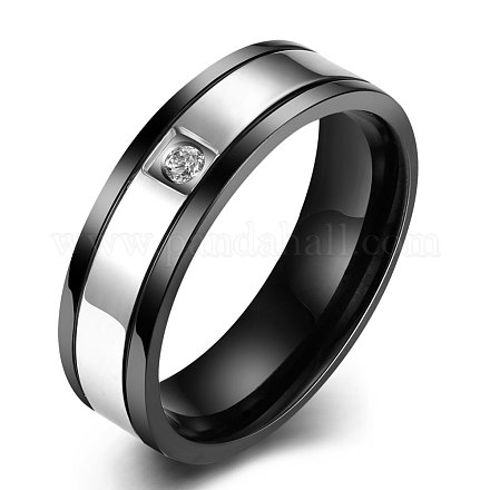 Titanio de acero de 316l romántica óxido de circonio cúbico anillos de dedo de banda ancha RJEW-BB07086-8B-1