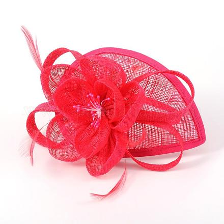 Elegantes profundas fascinators rosa uk para bodas OHAR-S166-04-1