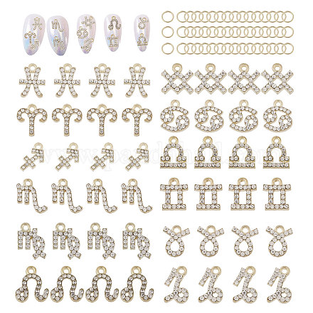 Globleland 48 pièces 12 styles 12 constellations alliage strass pendentifs FIND-GL0001-49-1