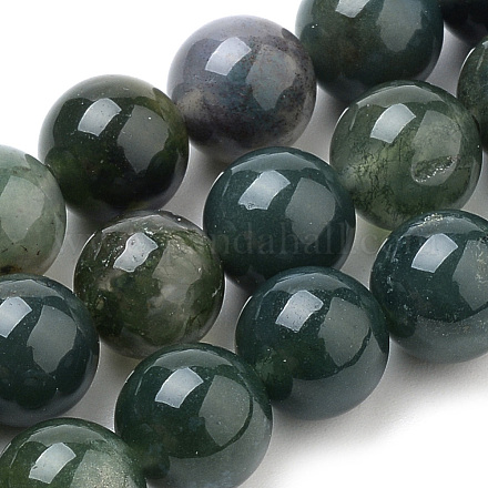 Chapelets de perles en agate mousse naturelle G-S259-18-6mm-1