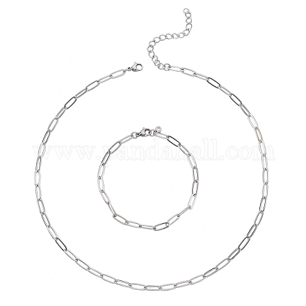 Колье и браслеты из латуни в виде цепочек со скрепками sgSJEW-PH01378-06-1