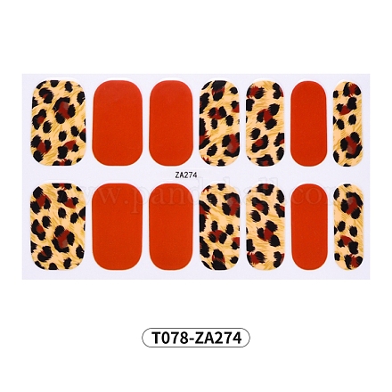 Esmalte de uñas de envoltura completa con estampado de leopardo floral de frutas pegatinas MRMJ-T078-ZA274-1