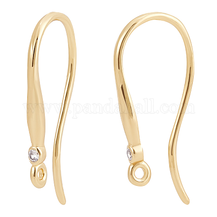 Beebeecraft 1 Box 20Pcs 18K Gold Plated Earring Hooks Cubic Zirconia Ear Wires French Earring Findings with Loop for DIY Women Earring Jewelry Making KK-BBC0004-54-1
