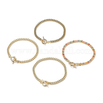 Brass Curb Chain Bracelets BJEW-JB05507-1