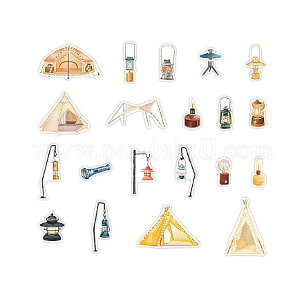 Adesivi decorativi autoadesivi in carta a tema campeggio 40 pz 20 stili STIC-PW0006-044B-1