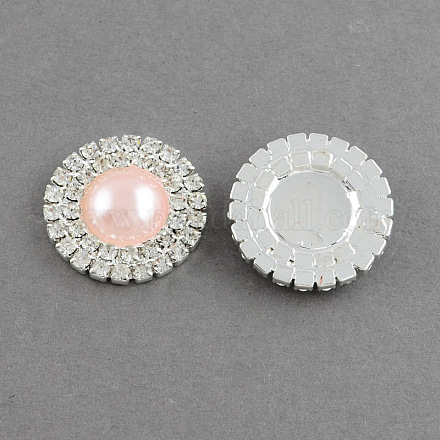 Shining Flatback Half Round Brass ABS Plastic Imitation Pearl Cabochons RB-S020-10-A02-1