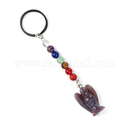 Porte-clés pendentif ange en agate indienne naturelle PW-WG23639-04-1
