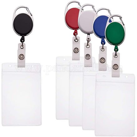 Pandahall Elite 5 pièces bobines de badges rétractables de couleurs assorties avec pochettes porte-carte pour cartes d'identité TOOL-PH0016-43-1