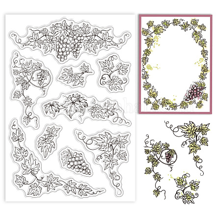 GLOBLELAND Grape Vines Clear Stamps for Cards Making Plants Leaves Silicone Clear Stamp Seals Transparent Stamps for DIY Scrapbooking Photo Album Journal Home Decoration DIY-WH0448-0492-1