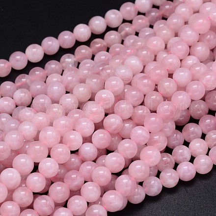 Round Natural Grade AA Madagascar Rose Quartz Beads Strands G-F222-41-10mm-1