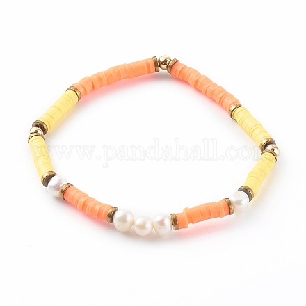 Bracelets extensibles en perles heishi en pâte polymère BJEW-JB06145-05-1