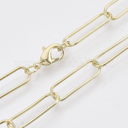 Fabricación de collar de cadena de clip de papel ovalado redondo de latón MAK-S072-06B-LG-1
