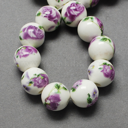 Handmade Printed Porcelain Beads X-PORC-Q199-12mm-01-1
