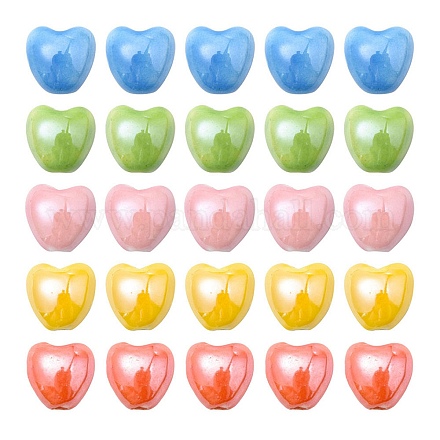25 Stück handgefertigte Porzellanperlen in 5 Farben mit Perlmutteffekt PORC-YW0001-02-1