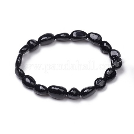 Natürliche schwarze Turmalin Stretch Perlen Armbänder BJEW-K213-C19-1