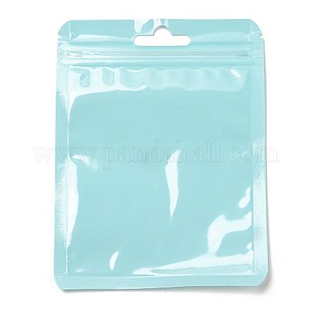 長方形のプラスチック陰陽ジップロックバッグ  再封可能な包装袋  セルフシールバッグ  淡いターコイズ  12x9x0.02cm  片側の厚さ：2.5ミル（0.065mm） ABAG-A007-02E-05-1