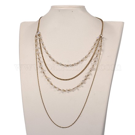 Personalisierte vier Tier-Edelstein Perlen Halsketten NJEW-JN01157-02-1