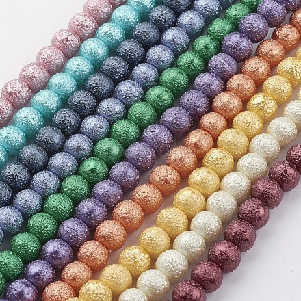 Baking Painted Textured Glass Pearl Bead Strands DGLA-S112-8mm-M-1