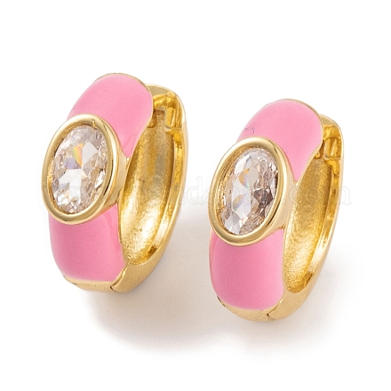 Серьги из латуни с эмалью кубического циркония EJEW-S219-14G-05-1