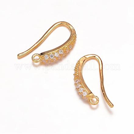 Brass Micro Pave Cubic Zirconia Earring Hooks ZIRC-K018-01G-1
