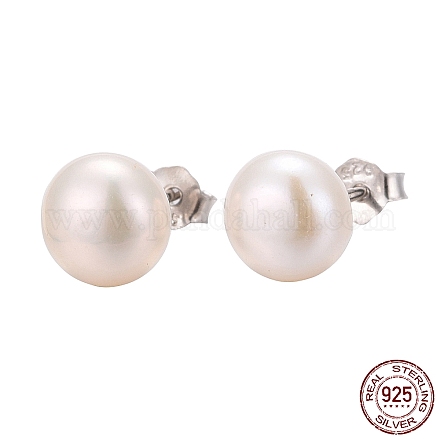 Orecchini a bottone di perle EJEW-Q701-01B-1