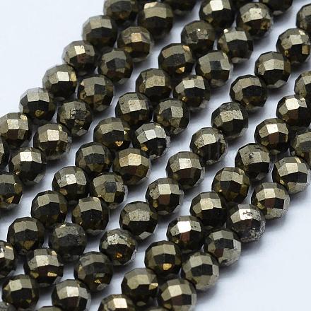 Chapelets de perles de pyrite naturelle  G-J369-19-4mm-1
