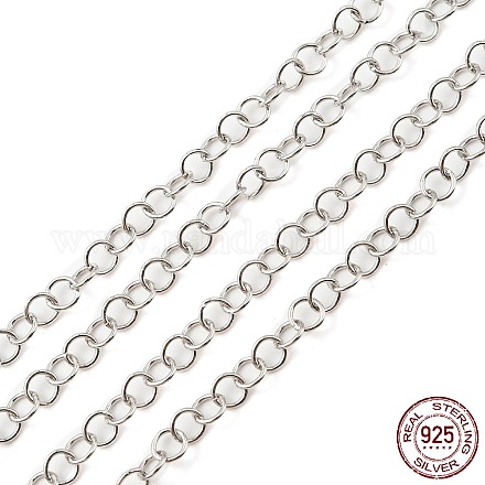 Cadenas tipo cable redondas de plata de ley 925 con baño de rodio STER-F052-10P-1