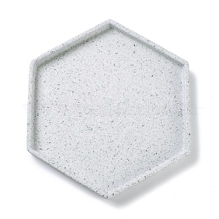 Placa de joyería redonda plana de porcelana hexagonal DJEW-I015-03-1