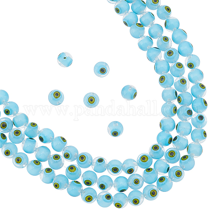 Nbeads environ 147 pièce de perles en verre lampwork contre le mauvais œil LAMP-NB0001-75B-1