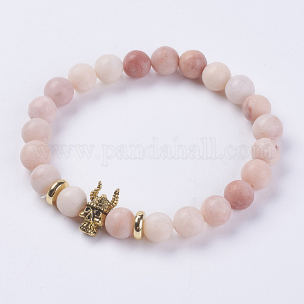 Natural Pink Aventurine Beads Stretch Bracelets BJEW-E325-G01-F-1
