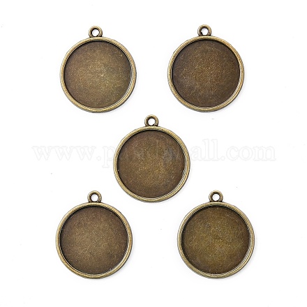 Supports pendant d'alliage cabochon rond plat PALLOY-N0088-37AB-NF-1