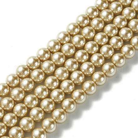 Eco-Friendly  Dyed Glass Pearl Round Beads Strands HY-A002-8mm-RB021-1
