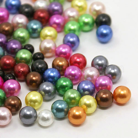 No Hole ABS Plastic Imitation Pearl Round Beads MACR-F033-6mm-M-1