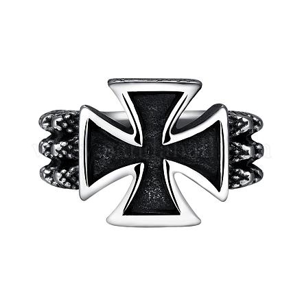 Fashion 316L Surgical Stainless Steel Cross Rings for Men RJEW-BB03851-12-1