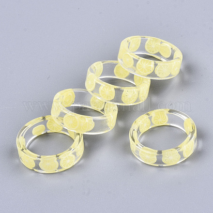 Anillos de dedo de resina epoxi transparente RJEW-S047-001G-1
