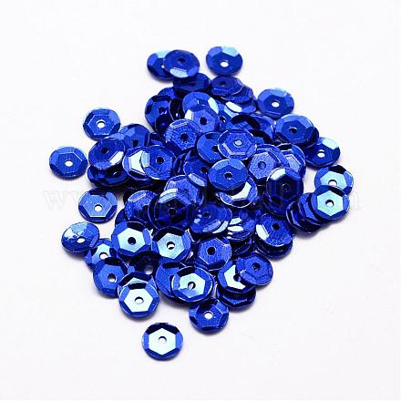 プラスチックスパンコールビーズ  半カップ状のスパンコールビーズ  中ハート孔  ブルー  5x0.5mm  穴：1mm PVC-A001-5mm-06-1