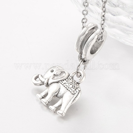 Elephant Tibetan Style Alloy European Dangle Charms PALLOY-JF00088-11-1